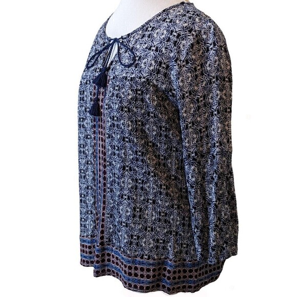 Cato Tunic Womens Medium Blue Geometric‎ Print 3/4 Sleeve - Picture 2 of 12